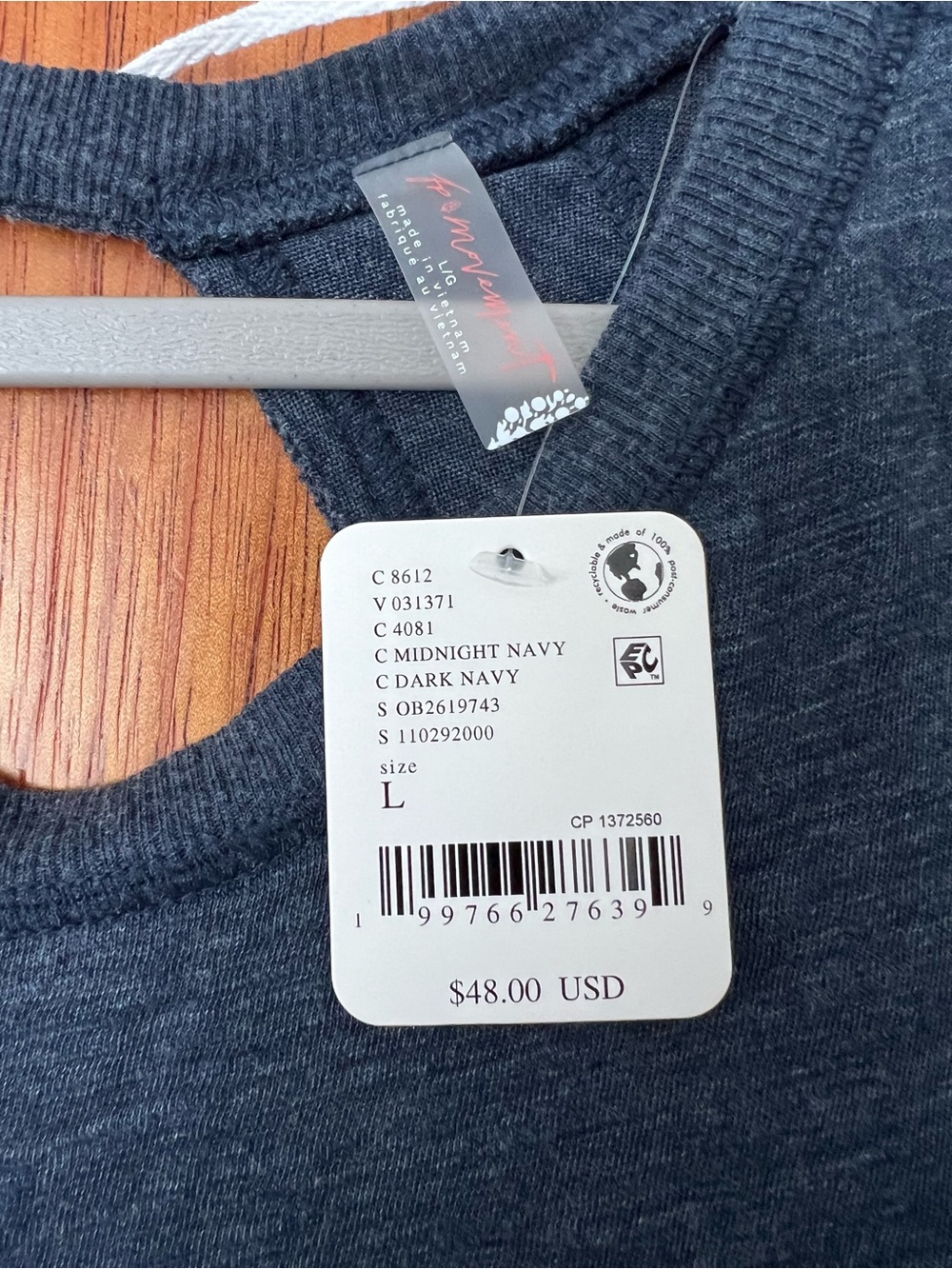 FP Movement My Time Tunic Tank Top Size Large NWT RT $48 Navy Blue - Picture 3 of 3